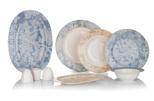 Schafer Dante 55 Parça 12 Kişilik Bone China Porselen Yuvarlak Yemek Takımı
