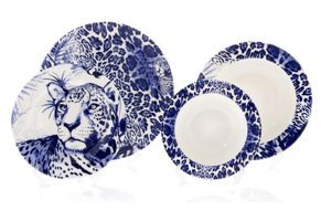 Zmdecor Leopar 24 Parça 6 Kişilik Stoneware Yuvarlak Yemek Takımı