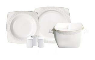 Korkmaz A8451 60 Parça 12 Kişilik Porselen Kare Yemek Takımı