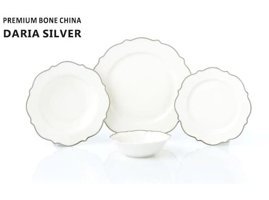 Pierre Cardin Daria Silver 58 Parça 12 Kişilik Bone China Porselen Yuvarlak Yemek Takımı