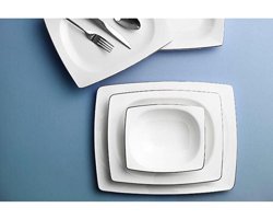 Porland 04PLM005323 57 Parça 12 Kişilik Porselen Kare Yemek Takımı