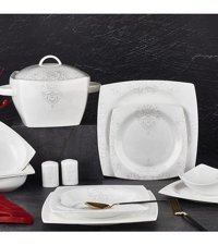 Aryıldız 45007 60 Parça 12 Kişilik Porselen Kare Yemek Takımı