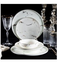 Massimo Marble 24 Parça 6 Kişilik Porselen Yuvarlak Yemek Takımı