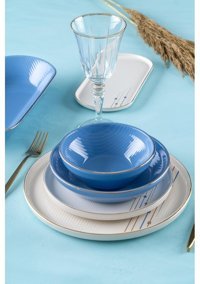 Acar Sapphire 27 Parça 6 Kişilik Stoneware Yuvarlak Yemek Takımı