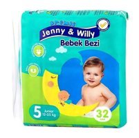 Jenny & Willy 5 Numara Bantlı Bebek Bezi 32'li