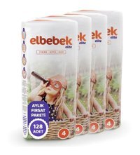 Elbebek Elite 4 Numara Bantlı Bebek Bezi 128'li