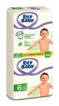 Evy Baby 6 Numara Bantlı Bebek Bezi 2x40'lı