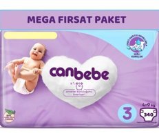 Canbebe 3 Numara Bantlı Bebek Bezi 340'lı