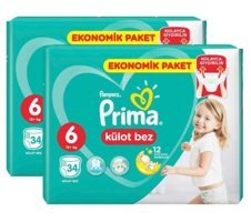 Prima 6 Numara Külot Bebek Bezi 2x34'lü