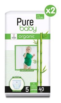Pure Baby Organik 5 Numara Organik Külot Bebek Bezi 80'li
