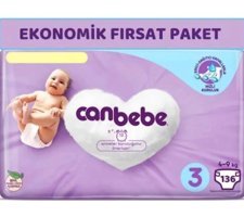 Canbebe 3 Numara Bantlı Bebek Bezi 136'lı