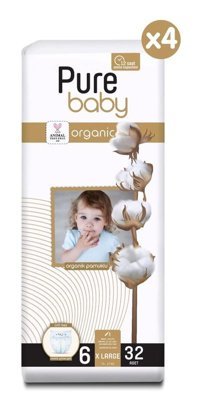 Pure Baby Organik 6 Numara Organik Bantlı Bebek Bezi 128'li