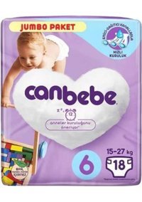Canbebe 6 Numara Bantlı Bebek Bezi 18'li