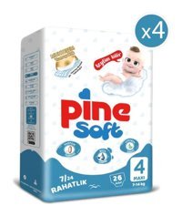 Pine Soft 4 Numara Bantlı Bebek Bezi 104'lü