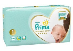Prima Premium Care 1 Numara Bantlı Bebek Bezi 140'lı