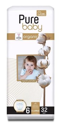 Pure Baby Organik 6 Numara Organik Bantlı Bebek Bezi 32'li