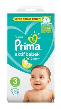 Prima Pampers 3 Numara Bantlı Bebek Bezi 124'lü