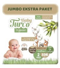 Baby Turco Doğadan 2 Numara Bantlı Bebek Bezi 336'lı