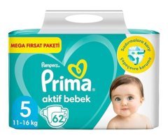 Prima Pampers 5 Numara Bantlı Bebek Bezi 62'li