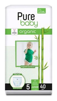 Pure Baby Organik 5 Numara Organik Külot Bebek Bezi 40'lı