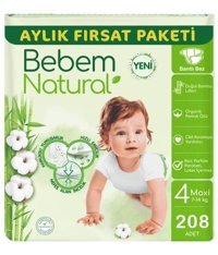 Bebem Natural 4 Numara Bantlı Bebek Bezi 2x104'lü