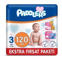 Paddlers 3 Numara Bantlı Bebek Bezi 120'li