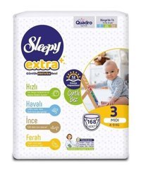 Sleepy Extra 3 Numara Bantlı Bebek Bezi 168'li