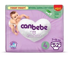 Canbebe 4 Numara Bantlı Bebek Bezi 52'li