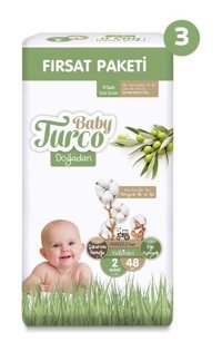 Baby Turco Doğadan 2 Numara Bantlı Bebek Bezi 144'lü