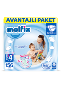 Molfix 4+ Numara Bantlı Bebek Bezi 156'lı