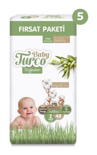 Baby Turco Doğadan 2 Numara Bantlı Bebek Bezi 240'lı