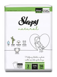 Sleepy Natural 3 Numara Bantlı Bebek Bezi 2x56'lı