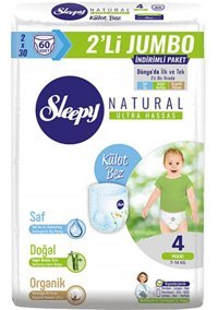 Sleepy Natural 4 Numara Külot Bebek Bezi 60'lı