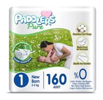 Paddlers Pure 1 Numara Bantlı Bebek Bezi 160'lı