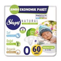 Sleepy Natural 0 Numara Bantlı Bebek Bezi 60'lı