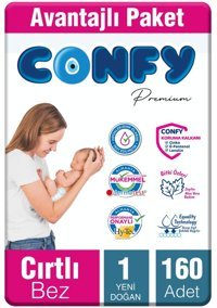 Confy 1 Numara Bantlı Bebek Bezi 160'lı