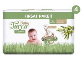Baby Turco Doğadan 3 Numara Bantlı Bebek Bezi 168'li
