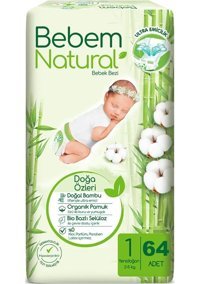 Bebem Natural 1 Numara Bantlı Bebek Bezi 192'li