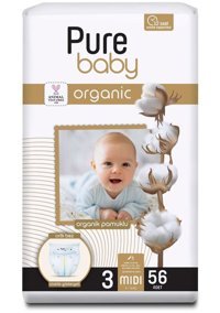 Sleepy Organik 3 Numara Organik Bantlı Bebek Bezi 56'lı