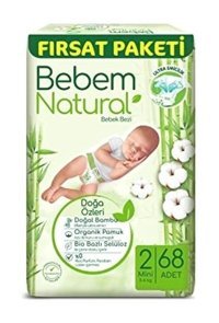 Bebem Natural 2 Numara Bantlı Bebek Bezi 68'li