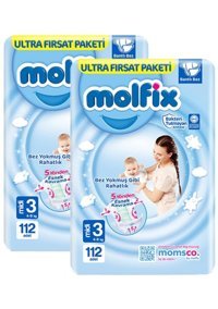 Molfix 3 Numara Bantlı Bebek Bezi 2x112'lü