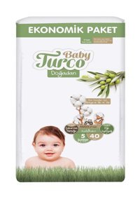 Baby Turco Doğadan 5 Numara Bantlı Bebek Bezi 40'lı
