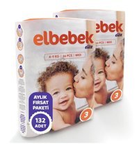 Elbebek Elite 3 Numara Bantlı Bebek Bezi 132'li