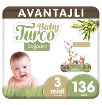 Baby Turco Doğadan 3 Numara Bantlı Bebek Bezi 136'lı