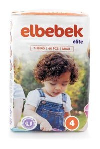 Elbebek Elite 4 Numara Bantlı Bebek Bezi 60'lı