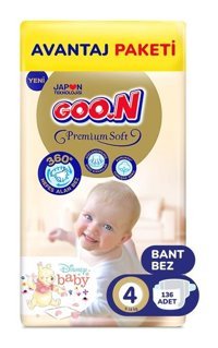 Goon Premium Soft 4 Numara Bantlı Bebek Bezi 136'lı