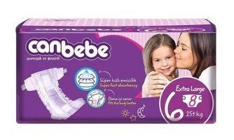 Canbebe 6 Numara Bantlı Bebek Bezi 8'li