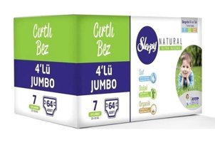 Sleepy Natural 7 Numara Bantlı Bebek Bezi 4x64'lü