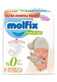 Molfix Pure Soft 2 Numara Bantlı Bebek Bezi 124'lü