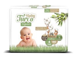 Baby Turco Doğadan 4 Numara Bantlı Bebek Bezi 150'li